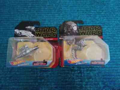 2 Hot Wheels Star Wars Mandalorian Diecast Starships, Razor Crest & AT-ST Raider