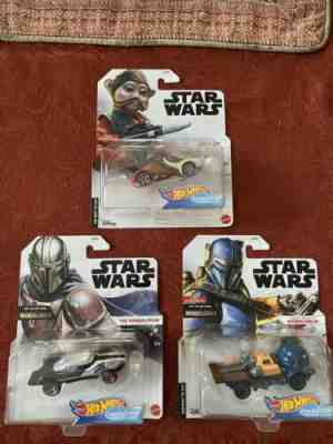 Star Wars Hot Wheels Character Cars Lot Heavy Infantry Mandalorian, Nien Nunb