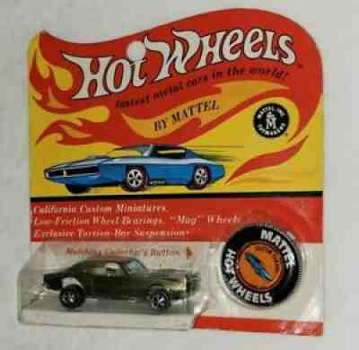 Hot Wheels Redline 1968 Custom Charger Dodge - Bouton Métal D'Origine Hong Kong - Collection Voiture Miniature