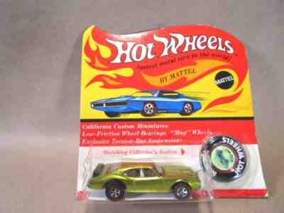 HOT WHEELS REDLINE 1969 OLDS 442 EXCEPTIONAL YELLOW SPECTRAFLAME ORIGINAL PKG