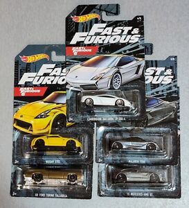 HOT WHEELS FAST & FURIOUS 6 COMPLETE 5 CAR SET, NISSAN 370Z, LAMBO, TORINO LOT