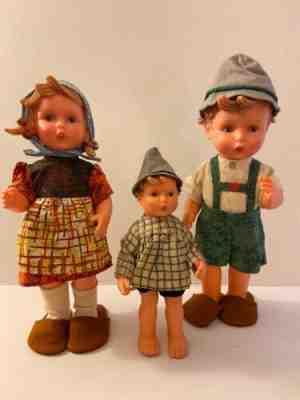 Â Hummel Goebel Vinyl Dolls, W Germany, 2 Boys, Girl 12