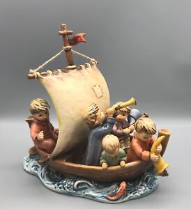 VTG Goebel Hummel 190 Porcelain Figurine Land in Sight Boat Box COA Medal Lt Ed