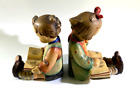 VTG Hummel Bookends 14A & 14B Bookworm Boy & Girl Reading TMK1 5.75 Charity DS66