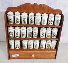 MJ HUMMEL PORCELAIN SPICE JARS VINTAGE 1987 DANBURY MINT 24 JARS W/ WOODEN RACK