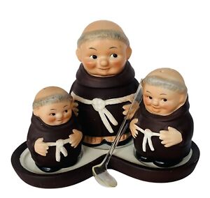 Goebel MI Hummel figurine Germany Friar Monk M42D Condiment set spoon tray jars