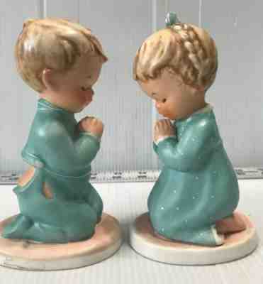 1957 Goebel Pair Hummel Figurines W. Germany A Childs Prayer & Bless us All