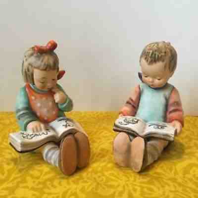 1978 Hummel Bookends Girl and Boy Bookworm Set 14A and 14B TMK5 SIGNED by Artist