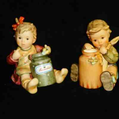 2 GOEBEL HUMMELS 2249 MARMALADE LOVER (Girl) & 312/1 HONEY LOVER (Boy) MINT