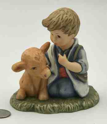 BERTA HUMMEL Nativity Figurine BOY WITH CALF BH 26/O Goebel 1998 PORCELAIN 4.25