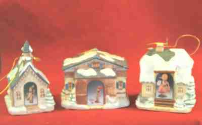 Bradford Editions MJ HUMMEL Village Illuminated Ornaments 3 Unique Hummels