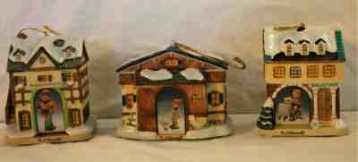 Bradford Ornament MJ Hummel Village 4th Issue Set of 3 w/COA