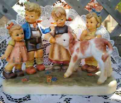 Hummel Figurine FARM DAYS #2165 MOMENTS IN TIME LE Goebel KIDS FEEDING CALF Mint