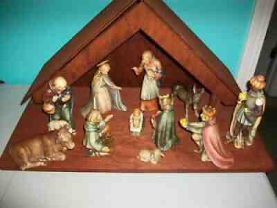 Vintage HUMMEL Goebel 11 PC Christmas NATIVITY SET #214 - TMK 4 with manger