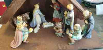 Vintage Hummel Goebel Nativity set #214 Large with Hummel A-Frame Stable 