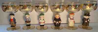 Vintage Hummel GoebelÂ 6pc Figurine Wine Glasses West Germany Gold Gilt Design