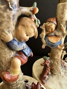 1935-42 Goebel MI Hummel Lamps  Boy Girl Apple Tree Dog Germany Out of Danger