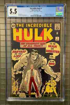 INCREDIBLE HULK #1 Marvel Comics 1962 CGC 5.5 Origin & 1st Appearance !!