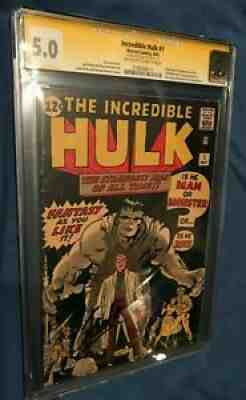 INCREDIBLE HULK #1 CGC 5.0 SS Signed Autograph by Stan Lee ~1st App Hulk 1962