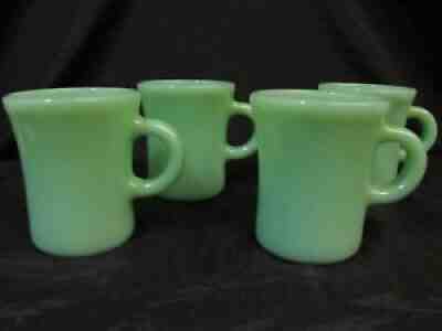 Vintage FIRE-KING JADEITE JADE-ITE Heavy C-HANDLE 3.5" COFFEE COCOA MUGS Lot o 4