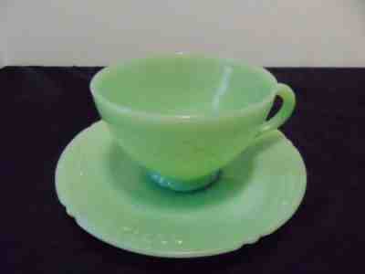 ANCHOR HOCKING *RARE* FIRE KING JADE-ITE *SHEAVES OF WHEAT CUP + SAUCER SET
