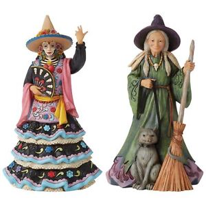 Jim Shore Heartwood Creek Halloween Resin Figurine Witches 9" Dia de Los Muertos