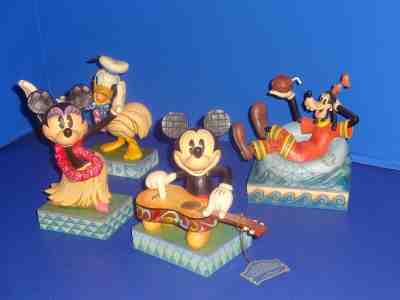 Jim Shore Mickey Minnie Donald Goofy Hawaiian Holiday Set Disney Traditions NEW