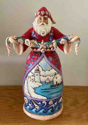 RARE Jim Shore Heartwood Creek Santa Season’s Greeting From The Seaside Figurine