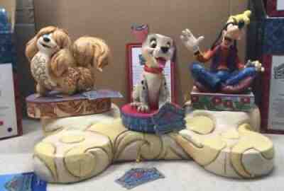 NIB Disney Tradition Jim Shore Dogs Goofy Peg Lucky Bone Display Rare