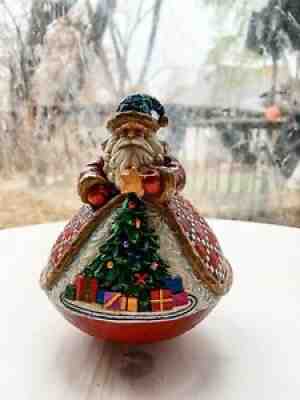 Rare Jim Shore "Gather Round" Santa Large Roly Poly Heavy Bottom Figurine