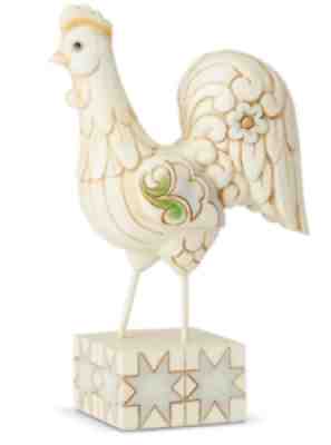 Jim Shore*WHITE WOODLAND FARM HOUSE ROOSTER New NIB Barn EARLY TO RISE*6003633