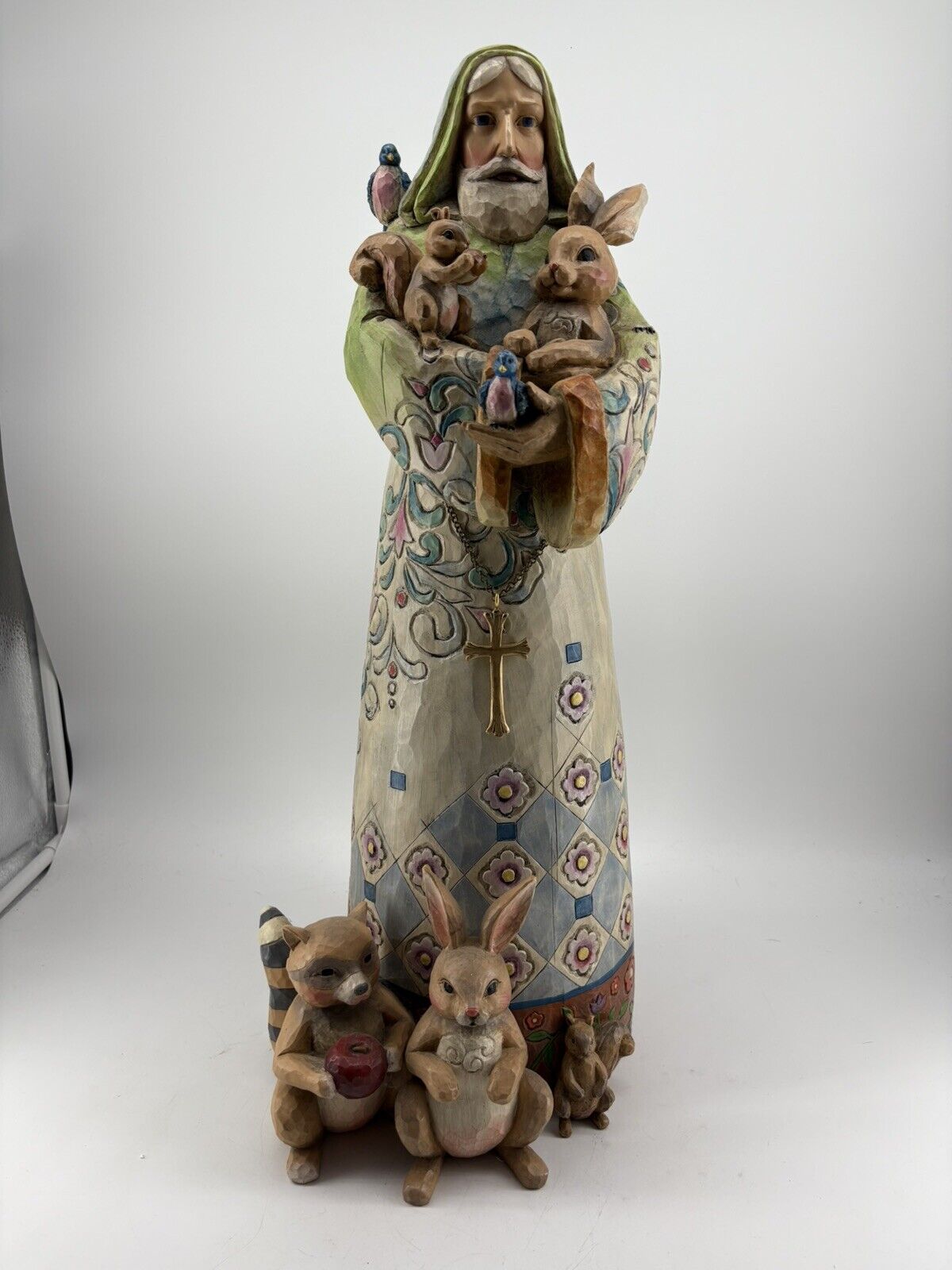 Jim Shore 2006 XTRA LG 22" St Francis Retired Rabbit Raccoon Bird 4007765 HTF