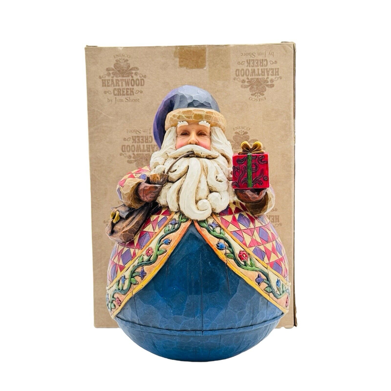 Jim Shore The Season Of Giving W/Santa Gift Roly Poly Statue 4002417 Figurine