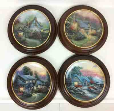 Thomas Kinkade 4 Enchanted Cottages Framed Collectible Plates Ltd Edition