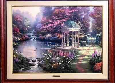 Thomas Kinkade framed S/N GARDEN OF PRAYER canvas 25.5 x 34 COA