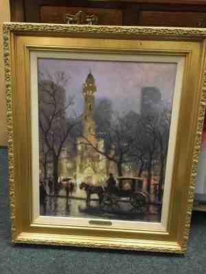 THOMAS KINKADE Chicago The Water Tower s/n 16 x 20 canvas framed SIGNED