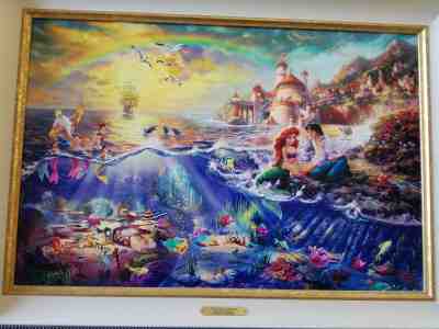 Thomas Kinkade Disney Little Mermaid Canvas Painting R/E Limited Edition-Signed
