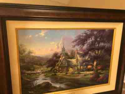 Thomas Kinkade Clocktower Cottage Streams Of Time I 18x27 with papers