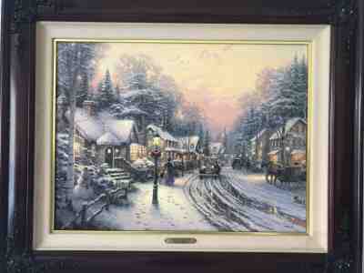 Thomas Kinkade VILLAGE CHRISTMAS Limited Edition Signed Canvas 18x24 Painting