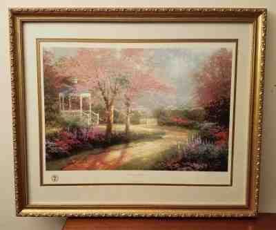 Thomas Kinkade Morning Dogwood Lithograph 1732-4850 Beautiful Frame & Glass COA