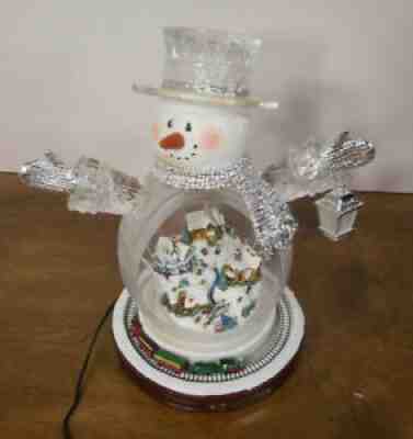 2007 Thomas Kinkade White Christmas Masterpiece Edition Crystal Snowman w/ Train