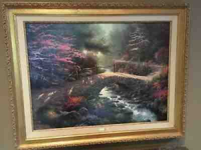 Thomas Kinkade Bridge of Faith 634/990 G/P Canvas - Gold Frame 34