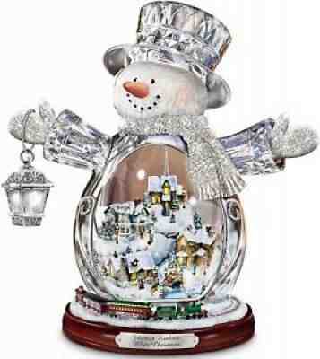 NEW! BRADFORD EXCHANGE THOMAS KINKADE "WHITE CHRISTMAS" CRYSTAL SNOWMAN