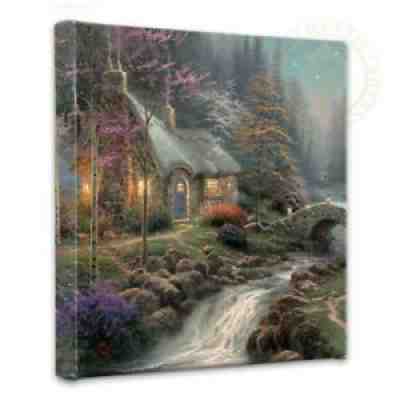 Thomas Kinkade Twilight Cottage 14 x 14 Wrapped Canvas