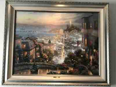 Thomas Kinkade Lombard Street Signed Numbered Framed & Highlighted Lg 30x40