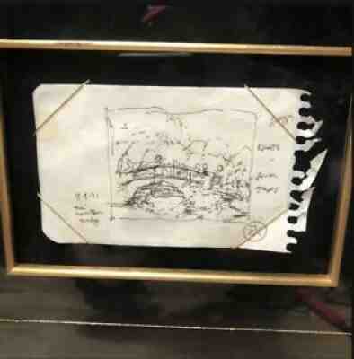 Original Thomas Kinkade Broadwater Bridge Concept Sketch 1991 Rare