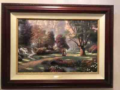 Thomas Kinkade Walk Of Faith P/P #59 125 Double Signed Brandy Frame Cert 18x24