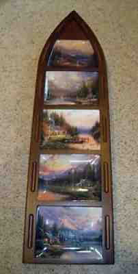 Thomas Kinkade Nature's Tranquility Plates With Canoe Frame - NEW!