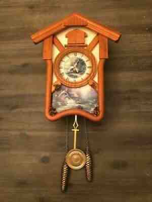 Thomas Kinkade Cardinal Bird Country Cottage Cuckoo Clock