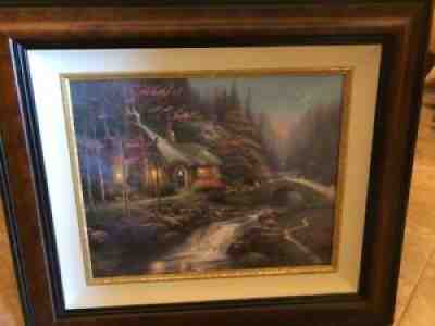 Thomas Kinkade TWILIGHT COTTAGE Canvas (Cottages of Light II) COA Master Hilited